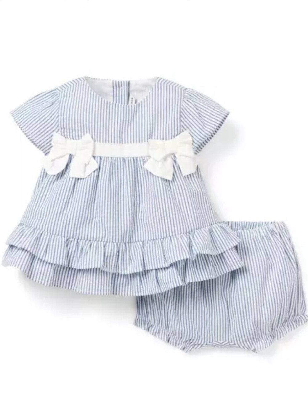 Janie and Jack Light Blue & White Seersucker Set